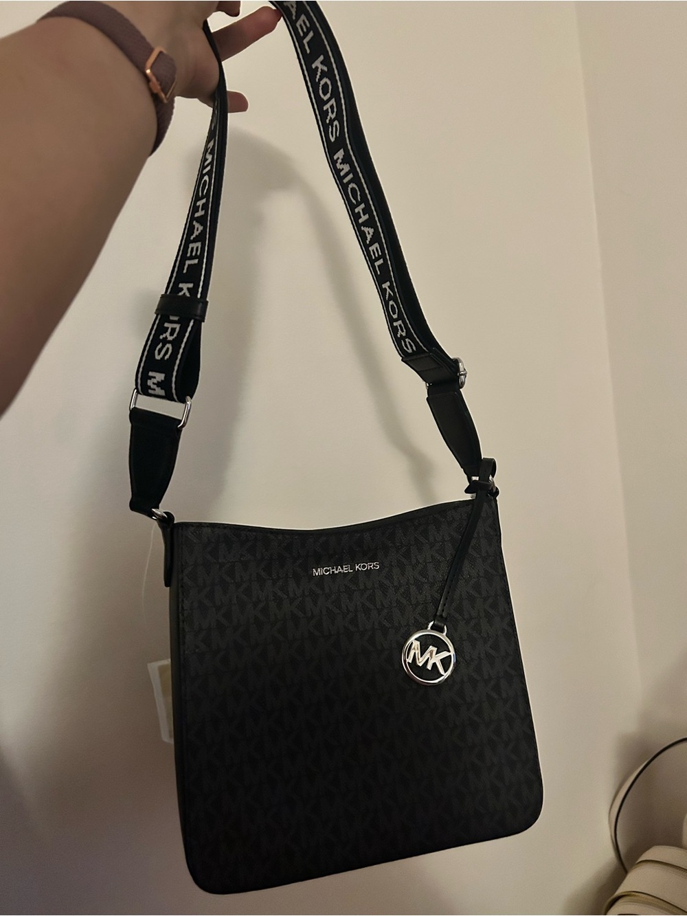 Michael Kors Black Logo Crossbody with Branded Strap - Picture 2 of 2